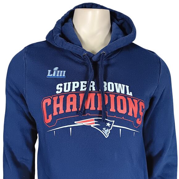 NFL New England Patriots Super Bowl LIII Hoodie Blue Men's Medium Long Sleeve - Picture 2 of 9